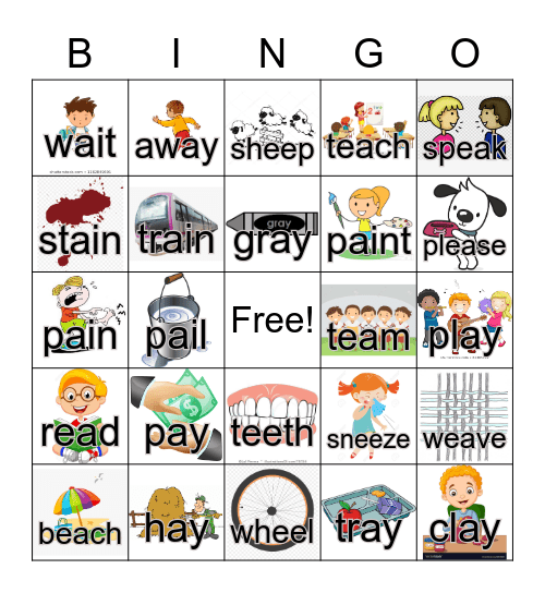 Double Vowel Bingo Card
