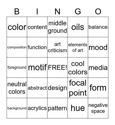 It's all about the Art Bingo Card