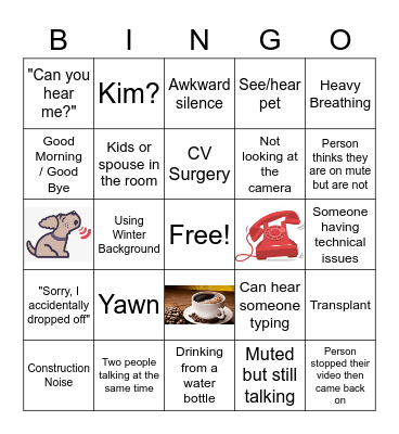 CV Surgery/Transplant Division Bingo Card