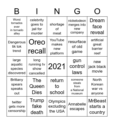 2021 Bingo Card