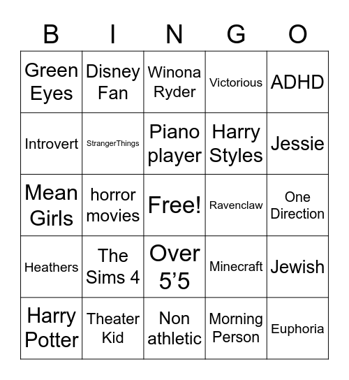 Elizabeth Bingo Card