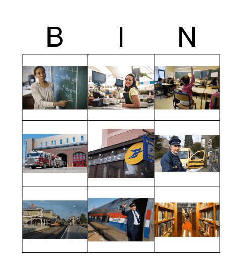 Places and Jobs in Town Bingo Card