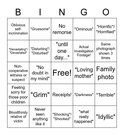 Paula Zahn Bingo Card