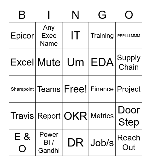 Meetings Bingo Card