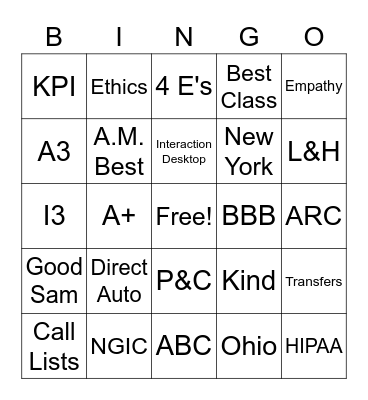 Bingo Card