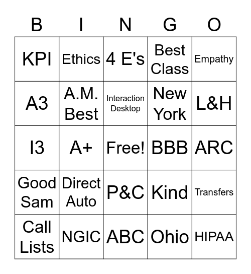 Bingo Card