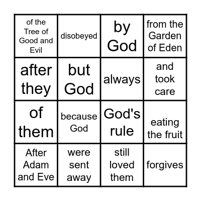 God Loves and Forgives Bingo Card