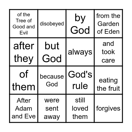 God Loves and Forgives Bingo Card