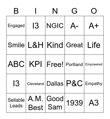 Day 1 Bingo Card