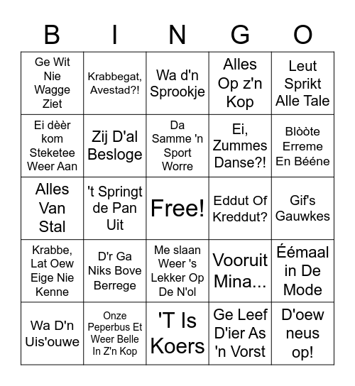 VASTENAVEND Bingo Card
