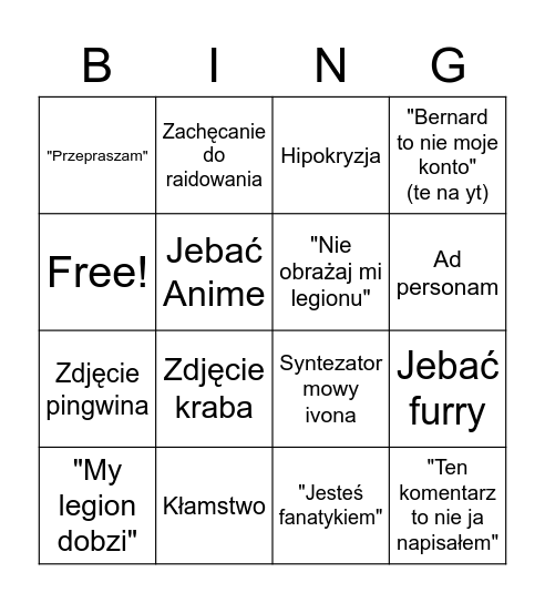 Bernard odpowiedz bingo Card