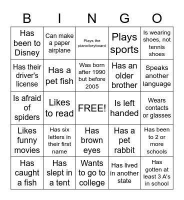 Bfamrules Getting to Know You #2 Bingo Card