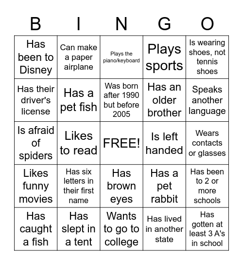 Bfamrules Getting to Know You #2 Bingo Card