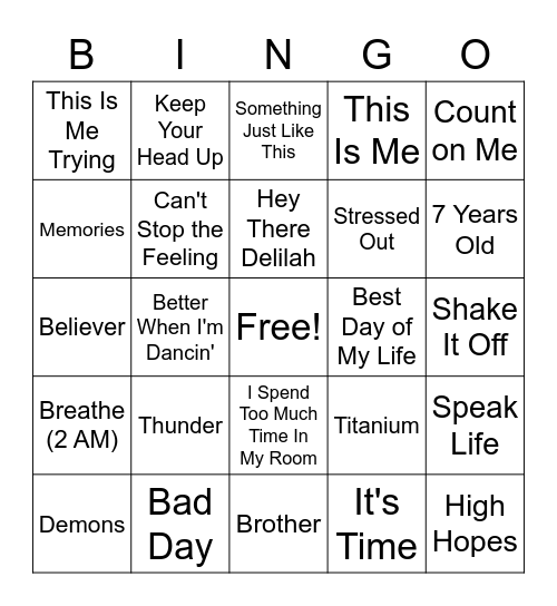 Music Therapy Bingo Card