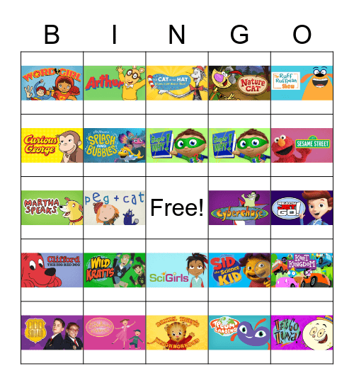 Bfamrules PBS Kids Bingo Card