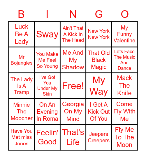 Swingo! Bingo Card