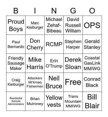 Trump Canadian Pardons Bingo Card