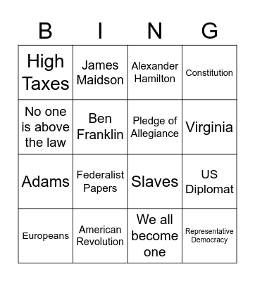 Citizenship Chapters 1-4 Bingo Card