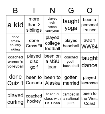 Find someone who has... Bingo Card