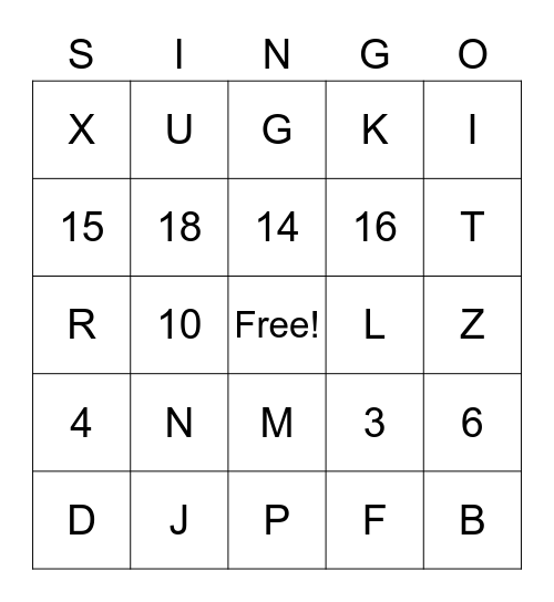 JTerm Sign Language Bingo Card