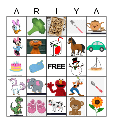 Ariya's Birthday Bingo Card