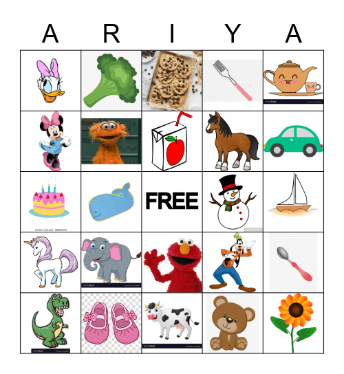 Ariya's Birthday Bingo Card