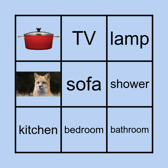 Rooms in the house Bingo Card