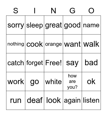 JTerm Sign Language Bingo Card