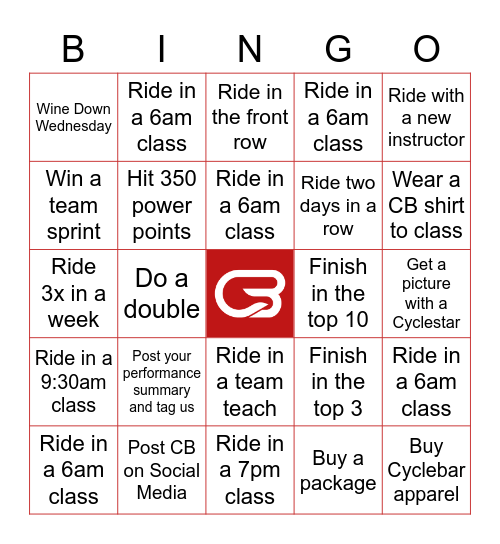 CYCLEBAR EXTON Bingo Card
