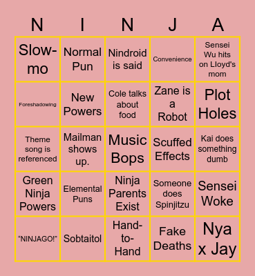 Ninjago Bingo (Lloydless) Bingo Card