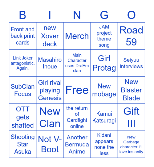 Overdress Bingo Card