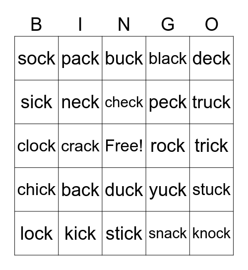 -ck Digraph BINGO Card