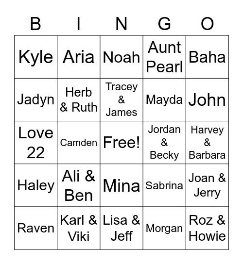 Family Bingo Card