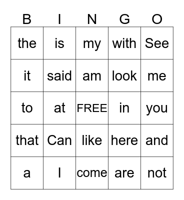 First Semester Sight Words Bingo Card