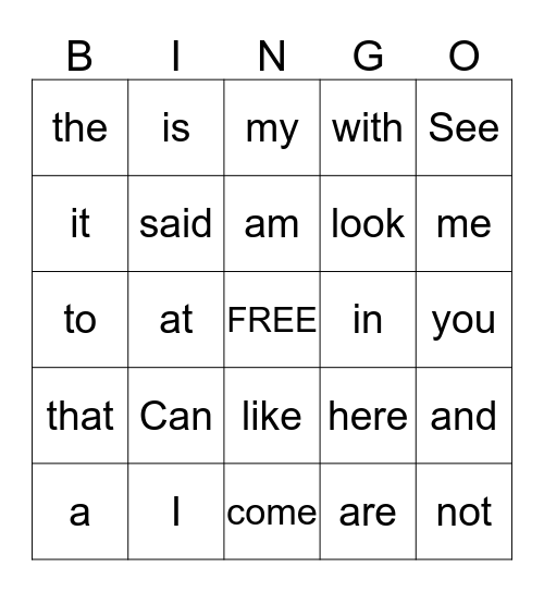 First Semester Sight Words Bingo Card