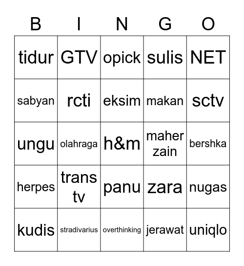 Untitled Bingo Card