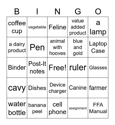 FFA Bingo Card