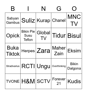 markie Bingo Card