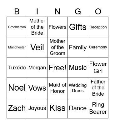 Bridal Shower Bingo Card