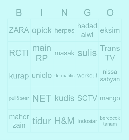 sssSsseul Bingo Card
