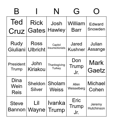 Who Will Trump Pardon? Bingo Card