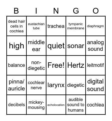 Science of Sound Bingo Card