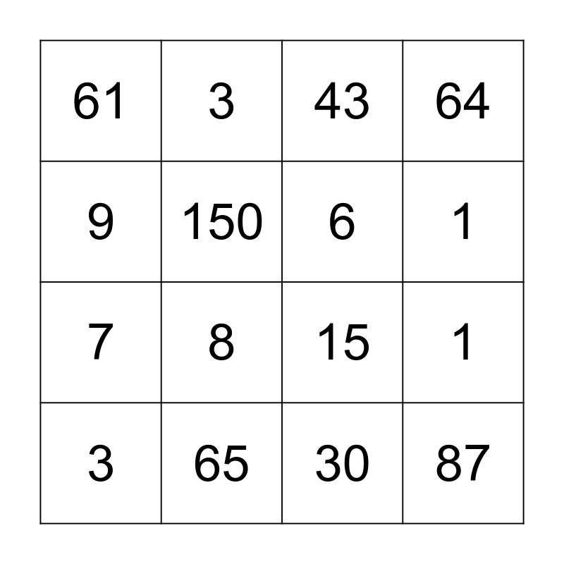 MHS Bingo Card