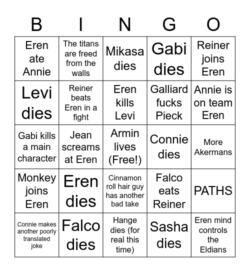 tusk act 4 Bingo Card