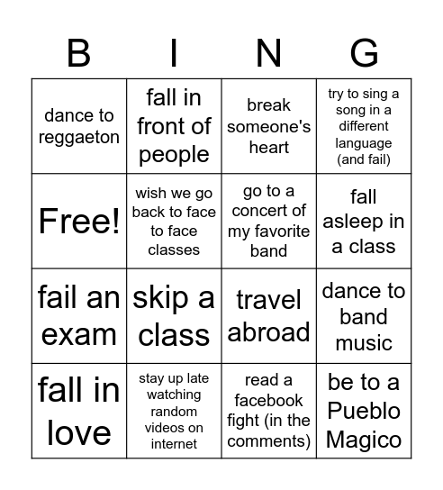 Have you ever? Bingo Card