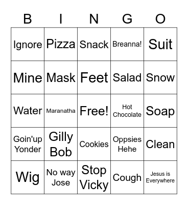 MR Teacher's Big Fat Toes Bingo Card