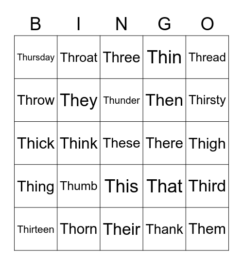 TH Bingo Card