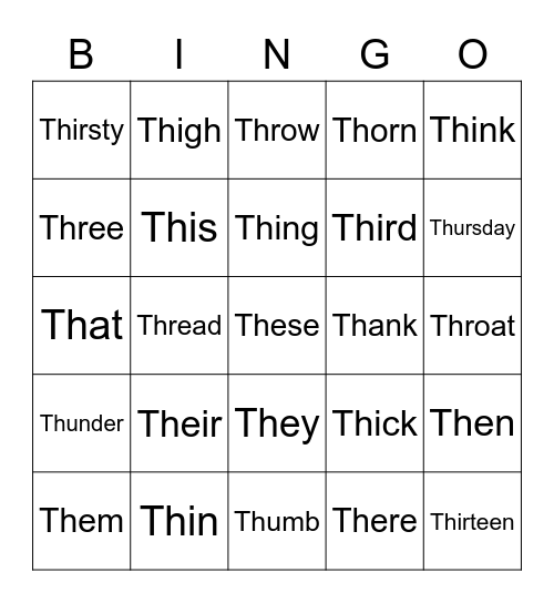 TH Bingo Card