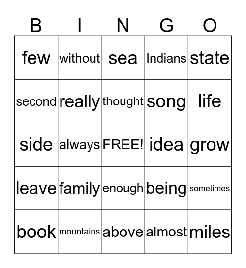 Third 100 Sight Words Bingo Card