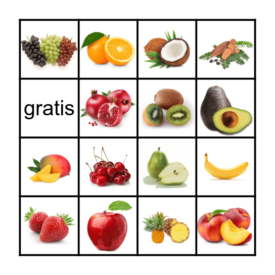 Las Frutas Bingo Card